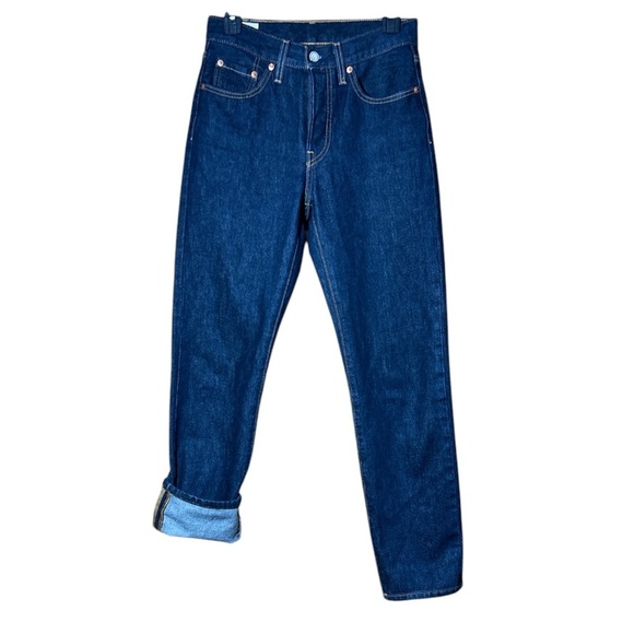 New Levi's 501 Premium Denim Big E Leather Patch Jeans 24 x 30 - Picture 1 of 11